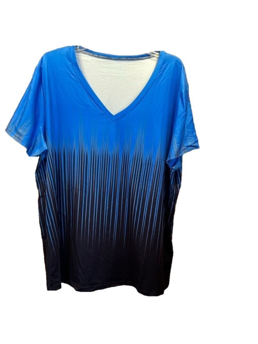 Vibrant V Neck Top, SZ 3X, PTP 26”, 28L, 95% Polyester, 5% Spandex